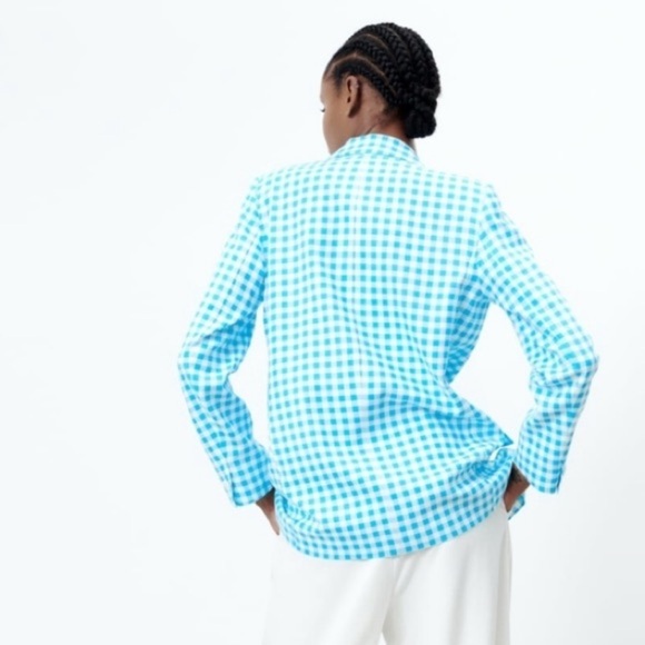 ZARA GINGHAM BLAZER bloggers favorite Size Small - Picture 3 of 15